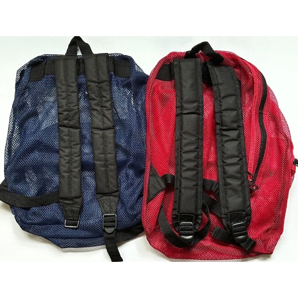 Trailmaker Mesh Backpack Set 2 Navy Blue Red See Through School Gym Travel Bag